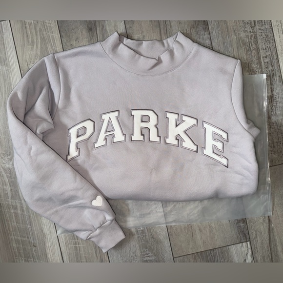 💜RARE💜 PARKE 2026 Valentines Varsity Mockneck Lavender+White size small medium - Picture 2 of 11